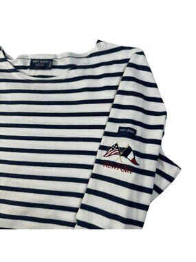 Vtg Saint James L'Atelier Striped Mariners Breton Top US 8 White Newport *flaw